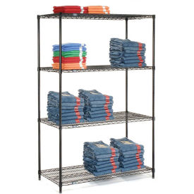 Nexel 5 Tier Black Epoxy Wire Shelving Starter Unit, 42"W x 24"D x 63"H
