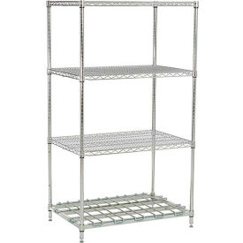 Nexel Poly-Z-Brite, 4 Tier, Wire Shelving Unit, 1 Heavy Duty Shelf, 24"W x 18"D x 86"H