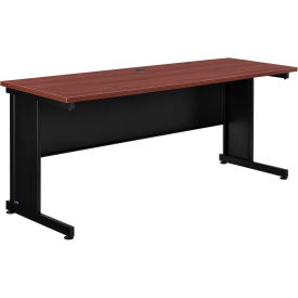 Global Industrial Office Desk, 72"W x 24"D x 30"H,  Mahogany Top, Black Frame