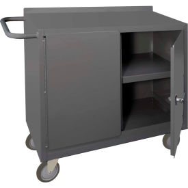 Durham Mfg. Mobile Bench Cabinet, 2 Locking Doors, 1 Shelf, 42-1/8"W x 18-1/4"D, Gray