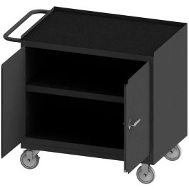 Durham Mfg. Mobile Bench Cabinet, 2 Doors, Rubber Mat Top, 42-1/8"W x 25-13/16"D