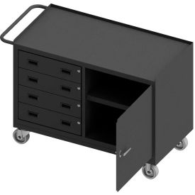 Durham Mfg. Mobile Bench WorkStation, Locking Door, 4 Drawers, 54-1/8"W x 24-1/4"D