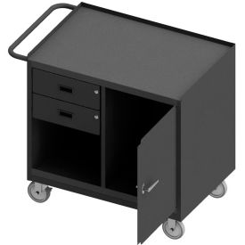 Durham Mfg. Mobile Bench Workstation, Steel Square Edge, Shelf, 42-1/8"Wx24-1/4"Dx36-3/8"H