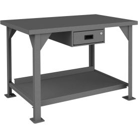 Durham Fixed Height Welded Steel Workbench - Locking Drawer & Lower Shelf - 72"W x 36"D x 34-1/16"H