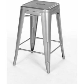 Global Industrial Interion 30"H Steel Barstool, Silver, 4/Pack