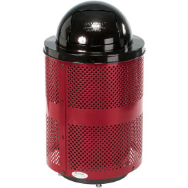 36 Gallon Deluxe Thermoplastic Perforated Receptacle w/Dome & Base, Red