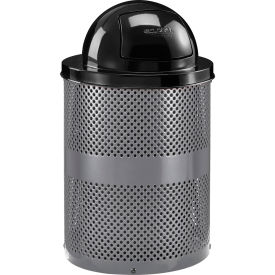 Global Industrial 36 Gallon Thermoplastic Coated Perforated Receptacle w/Dome Lid, Gray