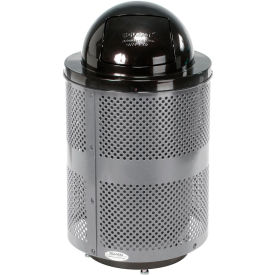 36 Gallon Deluxe Thermoplastic Perforated Receptacle w/Dome & Base, Gray