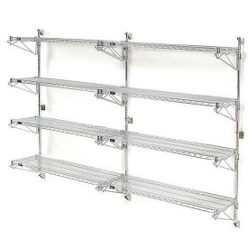 Nexel Poly-Green Wall Mount Wire Shelving, 48"W x 14"D x 63"H 4-Shelf Add-On