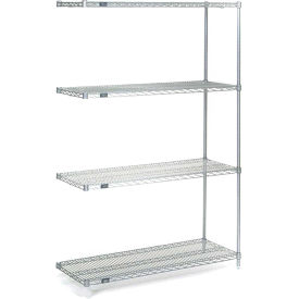 Nexel 4 Tier Wire Shelving Add-On Unit, Stainless Steel, 54"W x 24"D x 63"H