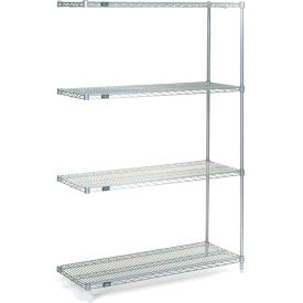 Nexel Stainless Steel, 5 Tier, Wire Shelving Add-On Unit, 24"W x 21"D x 86"H