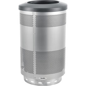 20 Gallon Perforated Steel Receptacle with Flat Lid, Stainless