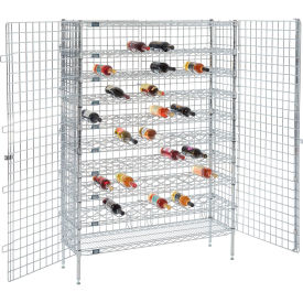Nexel Chrome, 104 Bottle, Wine Security Shelving Unit, 48"W x 14"D x 66"H