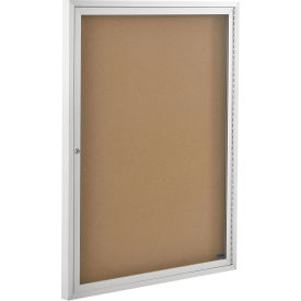 1 Door Enclosed Bulletin Board, Cork, 36"W x 48"H