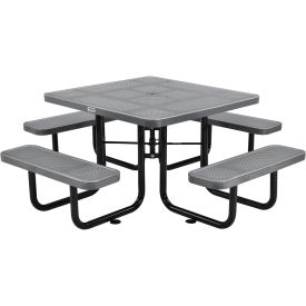 Global Industrial 46" Perforated Square Picnic Table, Gray