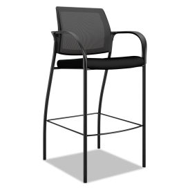 HON Mesh Back Café Height Stool, Fixed Arms, Black, Ignition Series