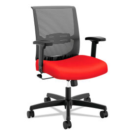 HON Mid-Back Task Chair, Syncho-Tilt Control, Fabric, Red, Convergence Series