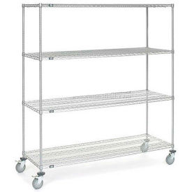 Chrome ESD Wire Shelf Truck w/4 Shelves, 72"L x 24"W x 80"H