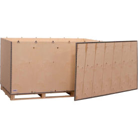 Global Industrial 6 Panel Nailess Wooden Shipping Crate w/ Lid & Pallet, 83-1/4"Lx47-1/4"Wx42-1/2"H