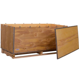 Global Industrial 6 Panel Nailess Wooden Shipping Crate w/ Lid & Pallet, 66-1/4"Lx29-1/4"Wx25"H