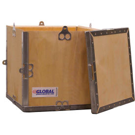 Global Industrial 4 Panel Hinged Shipping Crate w/ Lid, 11-1/4"L x 11-1/4"W x 11-1/2"H