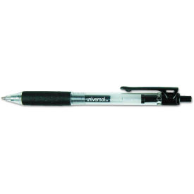 Universal Comfort Grip Retractable Gel Pen, 0.7mm, Black Ink, Clear/Black Barrel, 36/Pack