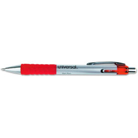 Universal Comfort Grip Retractable Gel Pen, Medium 0.7mm, Red Ink, Silver Barrel, Dozen