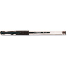Universal Comfort Grip Stick Gel Pen, Fine 0.5mm, Black Ink, Clear Barrel, Dozen