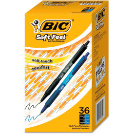 BIC Soft Feel Retractable Ballpoint Pen, 1mm, Assorted Ink/Barrel, 36/Pack