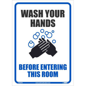 10" x 14" Wash your Hands Before Entering this Room Sticker, Vinyl Adhesive