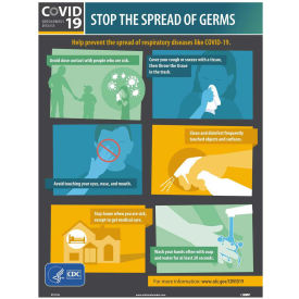 18" x 24" Stop The Spread Of Germs Poster, English, Synthetic paper