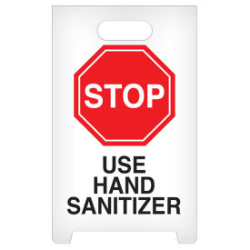 13" x 20" STOP Use Hand Sanitizer A-Frame Floor Sign, Black/Red/White