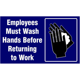 NoTrax® Employees Must Wash Hands Safety Message Mat 3/8" Thick 4' x 6' Blue