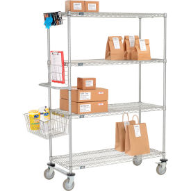 Nexelate Curbside Wire Truck w/4 Shelves & Polyurethane Casters, 36"L x 21"W x 69"H