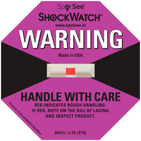 SpotSee™ ShockWatch® L-55 Impact Indicators, 75G Range, Purple, 50/Box - Pkg Qty 4