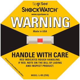 SpotSee™ ShockWatch® L-65 Impact Indicators, 25G Range, Yellow, 50/Box - Pkg Qty 4