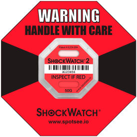 SpotSee™ ShockWatch® 2 Serialized Framed Impact Indicators, 50G Range, Red, 50/Box - Pkg Qty 2