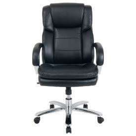 24 Hour Chair With High Back & Fixed Arms, Bonded Leather, Black