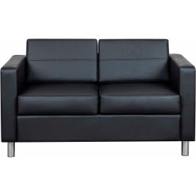 Global Industrial Antimicrobial Upholstered Leather Loveseat, Black