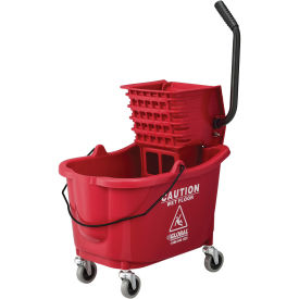 Global Industrial Mop Bucket And Wringer Combo with Side Press, Red