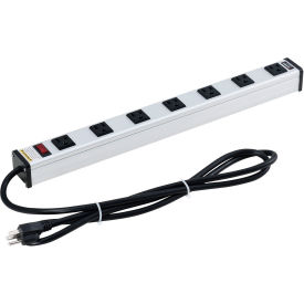 Global Industrial 20"L 7 outlet Aluminum Power Strip w/ Surge Protection 450J, 6-ft Cord