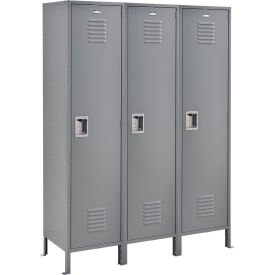 1-Tier 3 Door Locker, 18"Wx18"Dx72"H, Gray, Unassembled