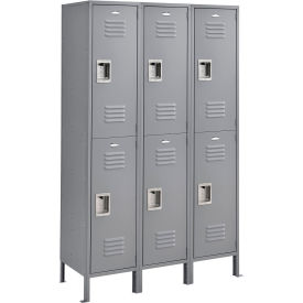 2-Tier 6 Door Locker, 15"Wx18"Dx36"H, Gray, Unassembled