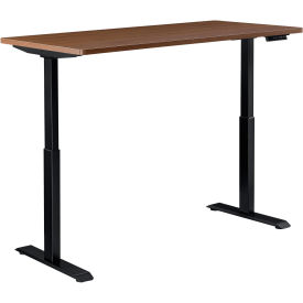 Global Industrial Height Adjustable Table - 60"W x 30"D - Walnut w/ Black Base