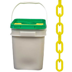 Mr. Chain 2" Heavy Duty Plastic Chain, 120 Feet, In A Pail, Yellow