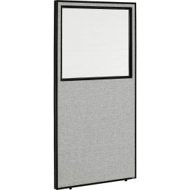 Interion® Office Partition Panel With Partial Window, 24-1/4"W x 96"H, Gray