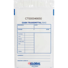 Global Industrial Cash Transmittal Bag, 6"W x 9"H, Clear, 100/Pack