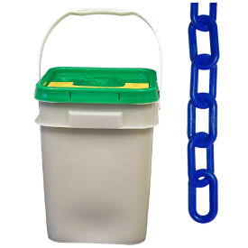 Mr. Chain Plastic Barrier Chain in a Pail, HDPE, 2"x160', #8, 51mm, Traffic Blue