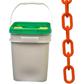 Mr. Chain Plastic Barrier Chain in a Pail, HDPE, 2"x160', #8, 51mm, Traffic Orange