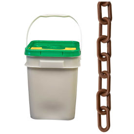 Mr. Chain Plastic Barrier Chain in a Pail, HDPE, 2"x160', #8, 51mm, Brown